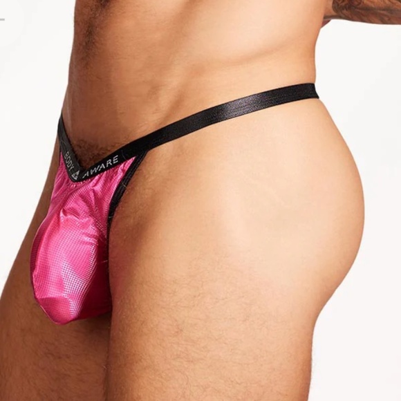 Men's Bodyaware Rip Stop Logo Nylon Thong in White or Magenta - Size Small, NWT - Picture 6 of 8